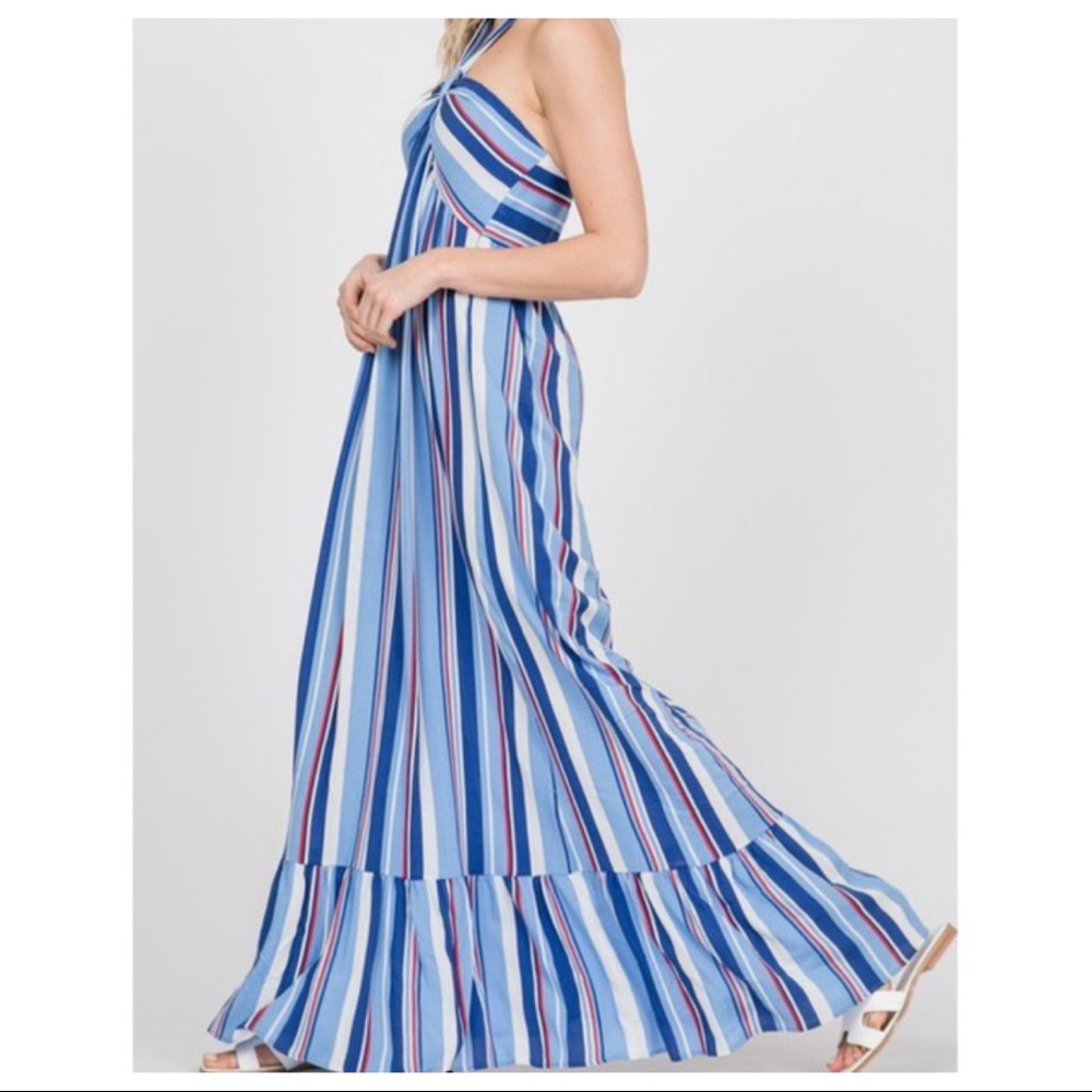 Gorgeous multi striped halter maxi dress - Picture 4 of 8